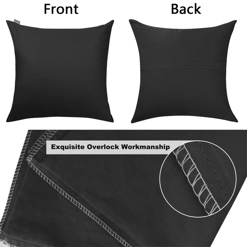 Thmyo 2 Pack 100% Cotton Solid Decorative Square Throw Pillow Covers Christmas DIY Throw Pillowcase Blank Sublimation Pillow Cases Heat Transfer Pillow Covers Cushion Covers(16x16 inch/40x40cm  Black) - Image 5