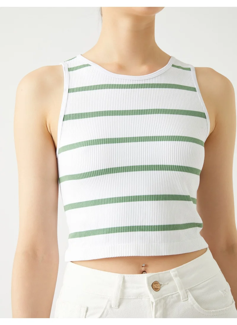 KOTON Crop Ribbed Undershirt Basic Halter Collar