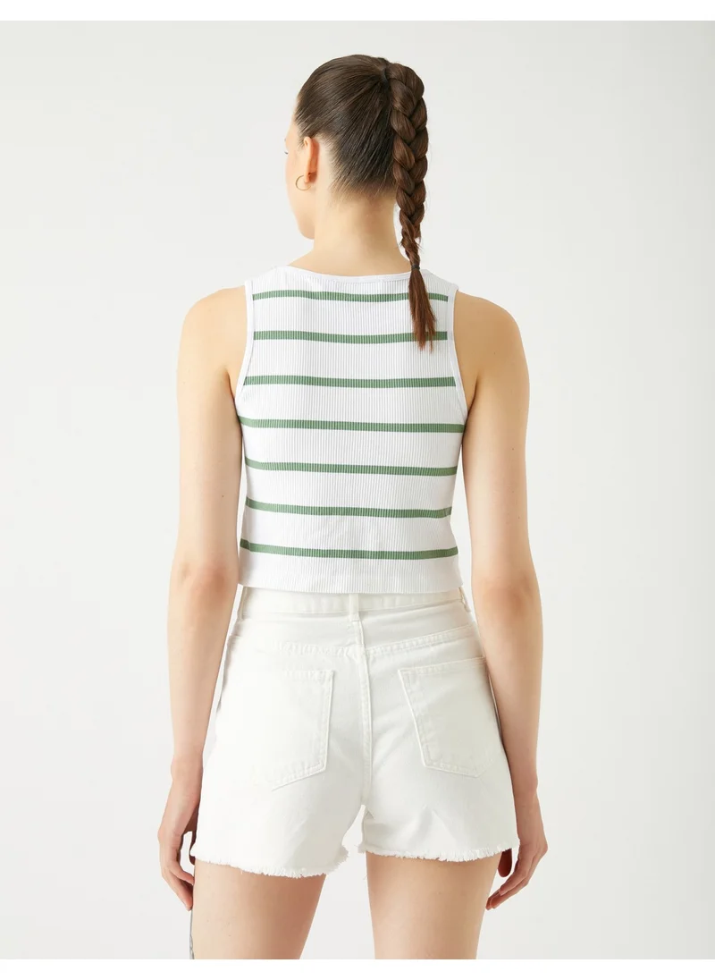 KOTON Crop Ribbed Undershirt Basic Halter Collar