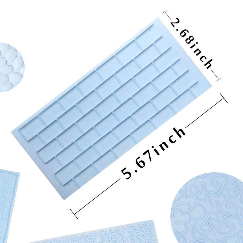 JOERSH 6 Pack Fondant Texture Mats Wood Grain Brick Castle Wall Cobblestone Texture Design Mold Fondant Molds for Clay  Chocolate  Fondant Cake Embossed Impression Sheets - Image 3