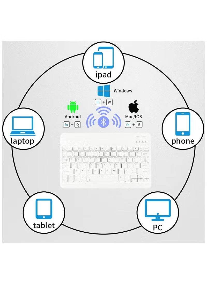 Generic 2021 iPad 10.2-inch iPad 9 8 7th Generation/Air 3 Pro 10.5-inch Keyboard Case with Touchpad Cute Round Keys Colorful Keyboard iPad 9 8 7 Detachable Touch Keyboard Case with Mouse iPad 10.2/10.5 Inch (Blue)  - Image 4