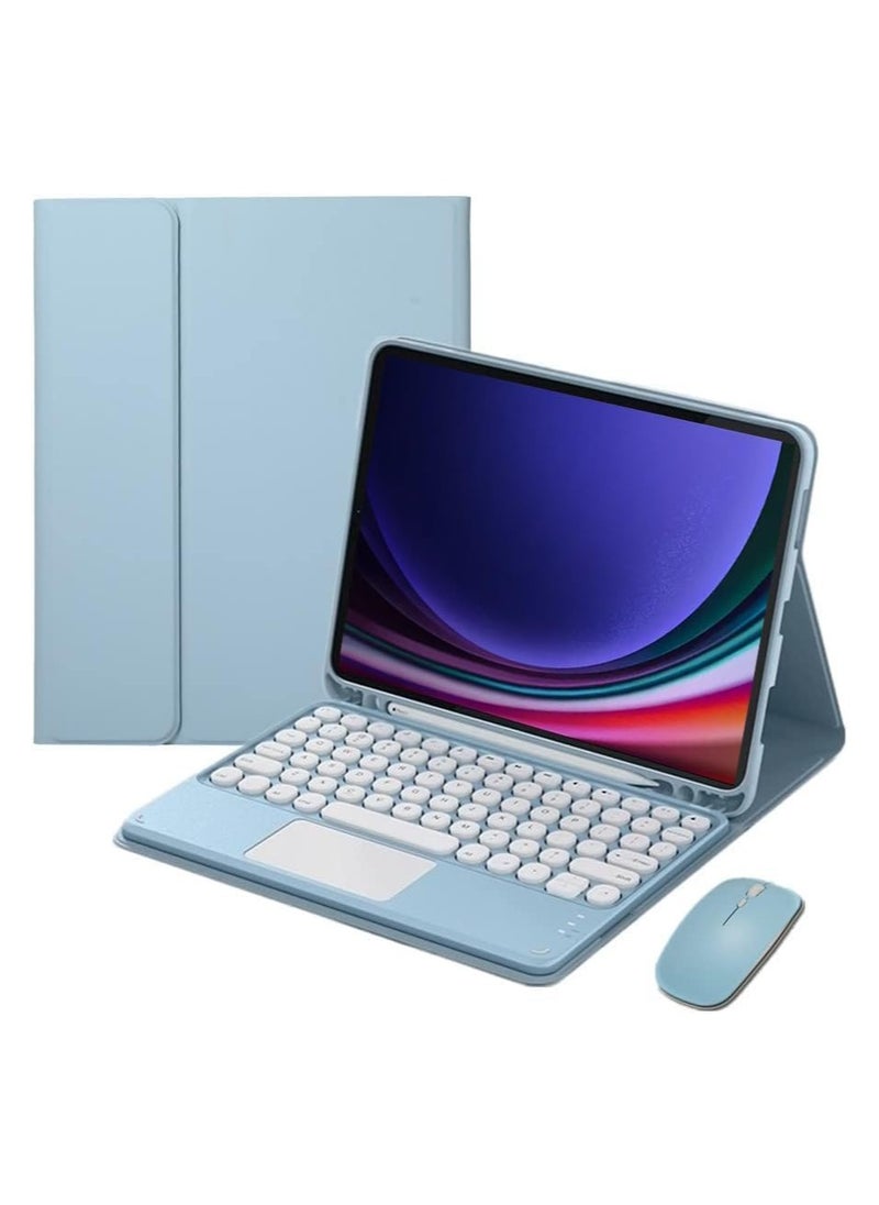 Generic 2021 iPad 10.2-inch iPad 9 8 7th Generation/Air 3 Pro 10.5-inch Keyboard Case with Touchpad Cute Round Keys Colorful Keyboard iPad 9 8 7 Detachable Touch Keyboard Case with Mouse iPad 10.2/10.5 Inch (Blue)  - Image 1