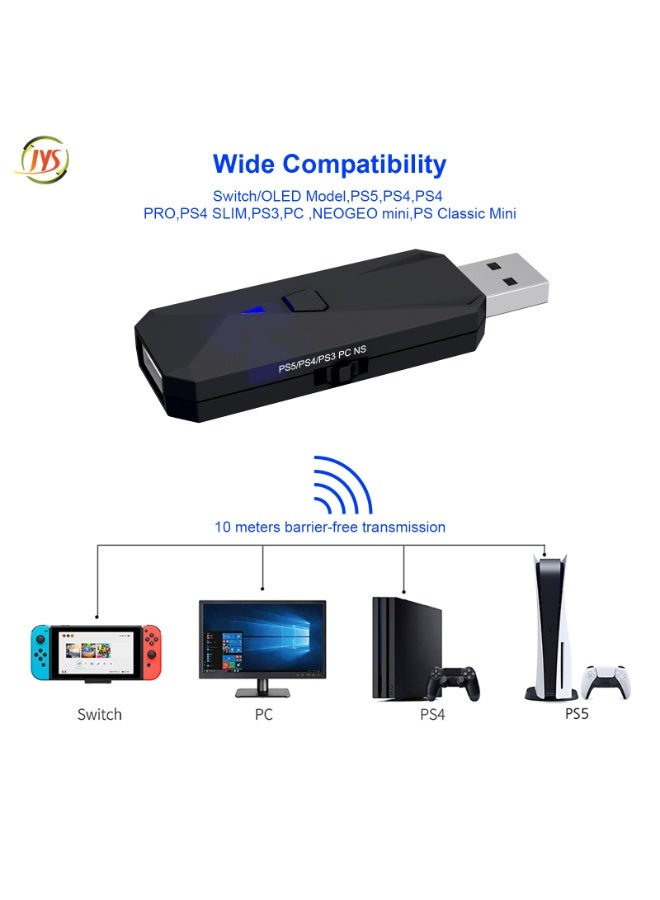 JYS New Version Adapter for PS5 Gaming Controller Adapter + Wireless Bluetooth Receiver Gamepad Converter - Image 5