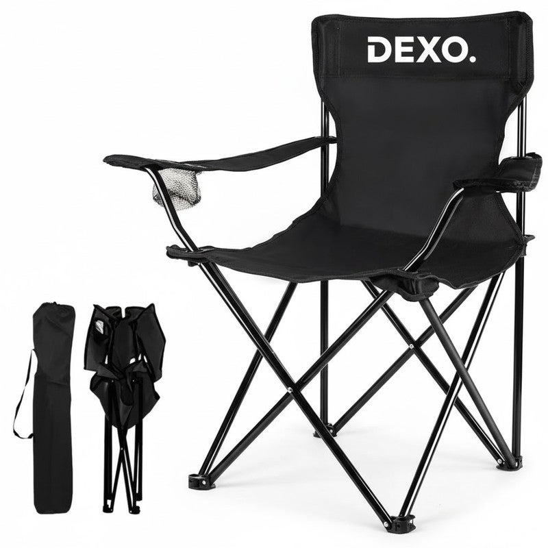 Premium Portable Camping Chair – Foldable Fishing, Beach & Travel Seat, Sturdy Steel Frame, Oxford Fabric, Lightweight, Easy Carry for Outdoor, Picnic, Hiking, Black