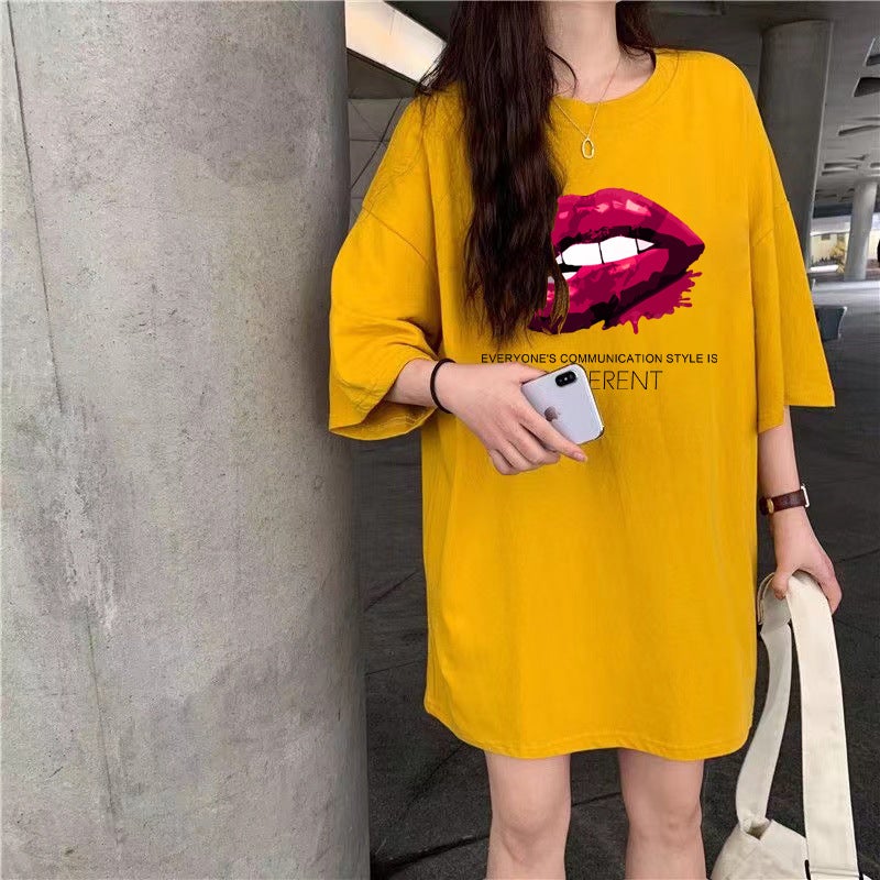 Mid-Length Thin Large Size Loose Round Neck Short-Sleeved Women'S Spring, Summer And Autum Fashion Brand T-Shirts For Men And Women - Image 1