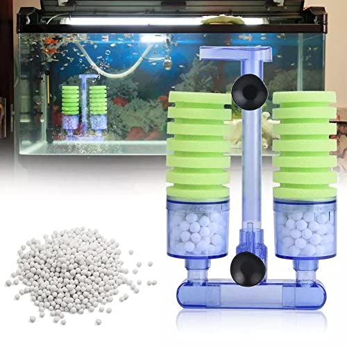 Despacito Filter Sponge for Aquarium Air Pump Aquarium Fish Tank Filter Media Oxygen Pump for Fish Tank Noise Less Air Pump with Double Sponge Biochemical (Sponge Filter Without Pump) - Image 1