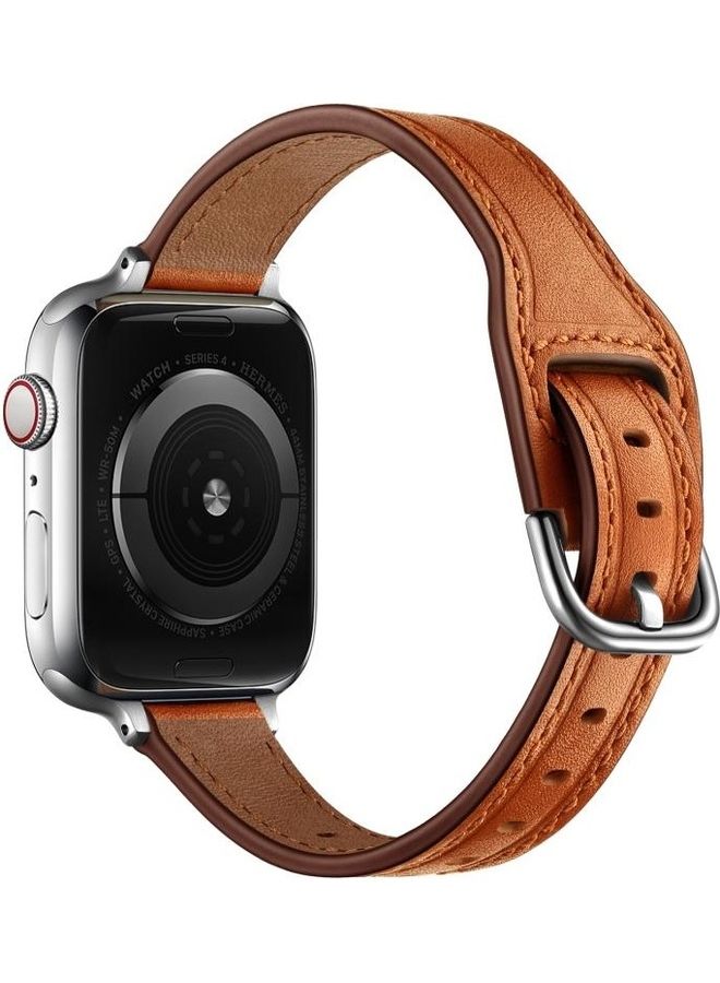 نيبمينينت سوار بديل لساعة أبل ووتش سيريس 7 مقاس 41 مم، وسيريس 6/SE /5 /4 40 3 /2 /1 38 مم Brown Silver Buckle - Image 3