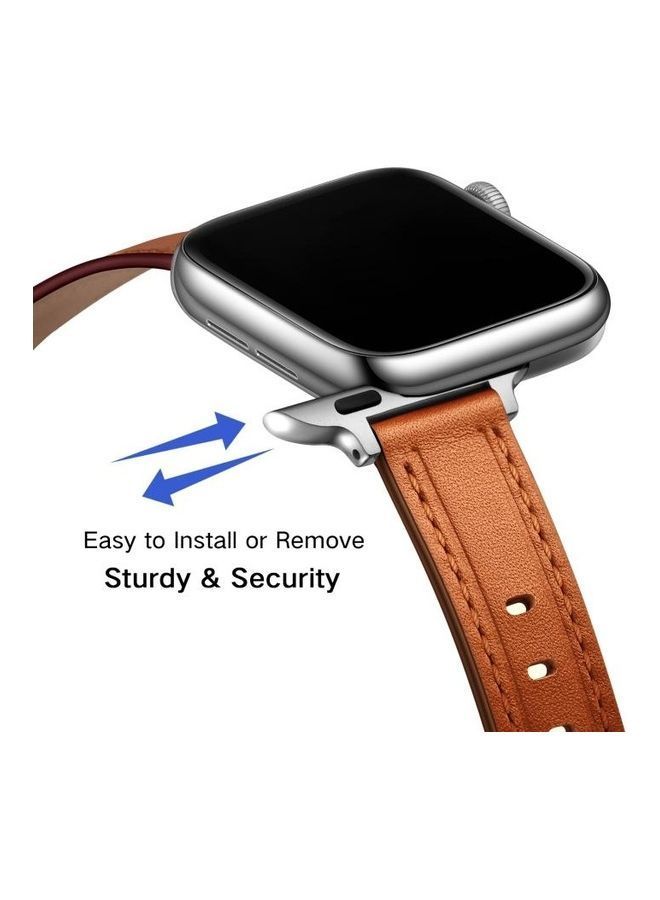 نيبمينينت سوار بديل لساعة أبل ووتش سيريس 7 مقاس 41 مم، وسيريس 6/SE /5 /4 40 3 /2 /1 38 مم Brown Silver Buckle - Image 5