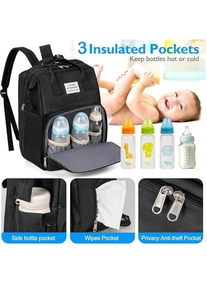 TRASSLE Diaper Bag Backpack with Changing Station Changing Pad Baby Bag Backpack Baby Nursing Bag Baby Shower Tote Baby Bottle Bag Waterproof Large Capacity, Newborn Essentials  - Image 3