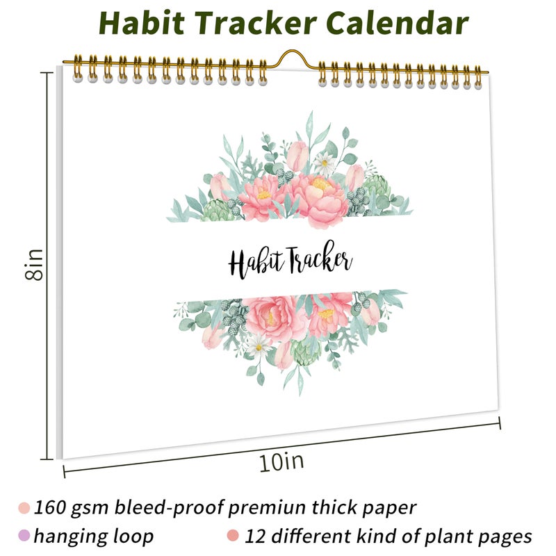 KAICN Habit Tracker Calendar,12 Monthly Habit Tracker Journal with Spiral Binding,Undated Weekly Monthly Planner to Boost Productivity&Self Improvement,8"x10"(Pink) - Image 2