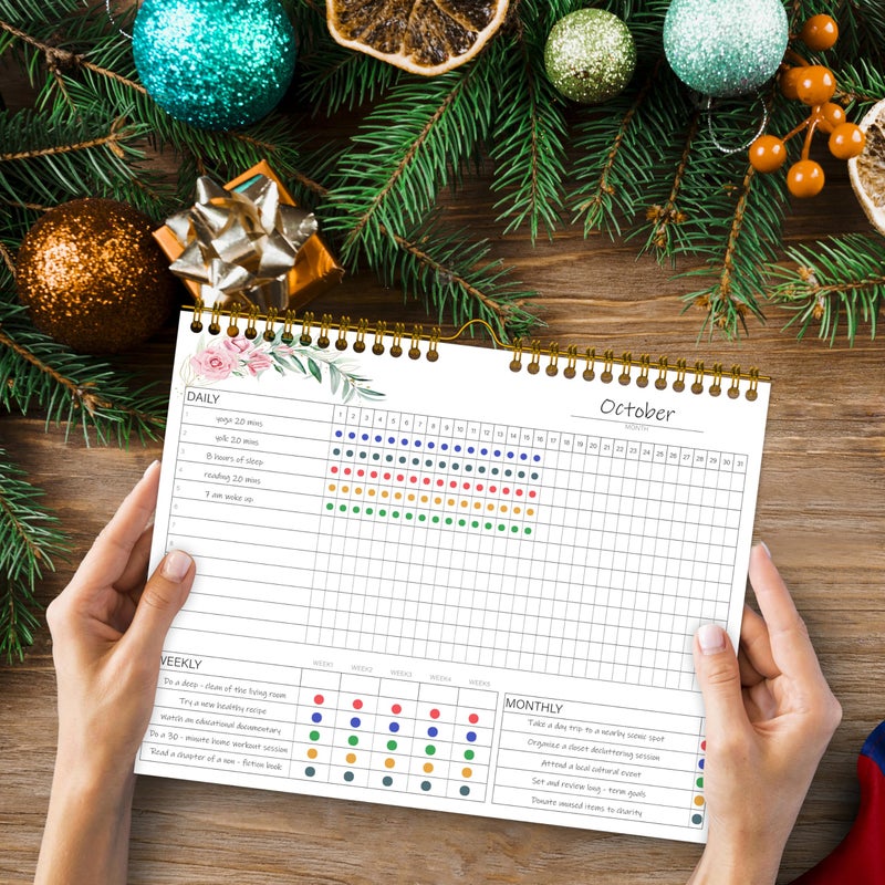 KAICN Habit Tracker Calendar,12 Monthly Habit Tracker Journal with Spiral Binding,Undated Weekly Monthly Planner to Boost Productivity&Self Improvement,8"x10"(Pink) - Image 5