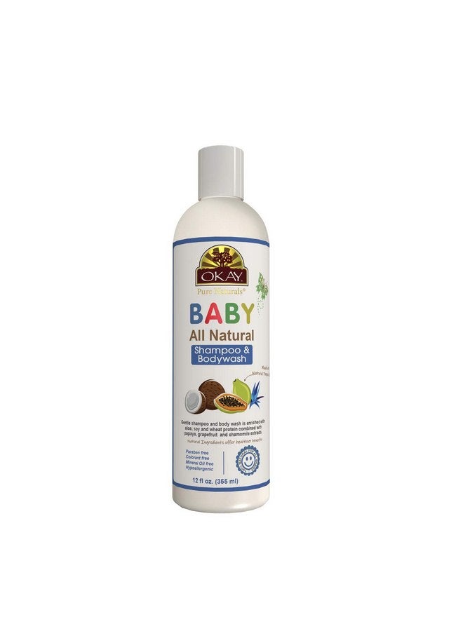OKAY All Natural Baby Shampoo&Body Wash with Organic Ingredients Helps Gently Cleanse,Nourish,and Soften Baby's Skin And Hair Sulfate,Silicone,Paraben Free For All Skin&Hair Types Made in USA 12 oz - Image 1