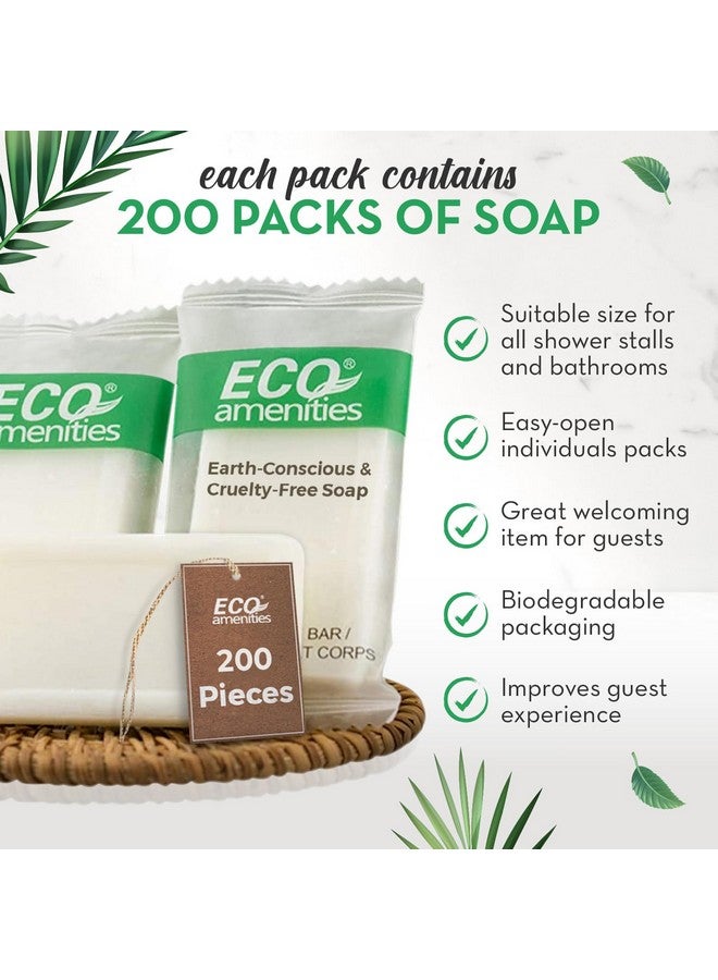 إيكو أميناتيز قطعة صابون كبيرة الحجم 200 قطعة، 0.5 أونصة، ألواح صابون بحجم مناسب للسفر، مغلفة بشكل فردي، صابون فندقي رائع لتأجير العطلات وأدوات الزينة عبر Airbnb أو لوازم أدوات النظافة - Image 3