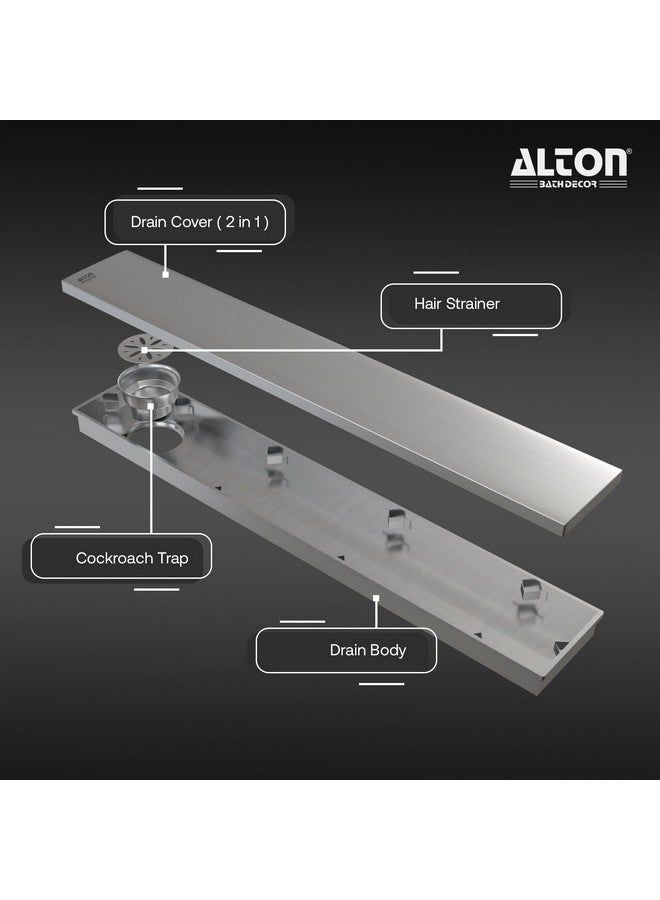 ALTON ALD1015، درجة SS-304، 36 بوصة، قناة دش حمام مدمجة مع مصيدة للصراصير، غير لامعة