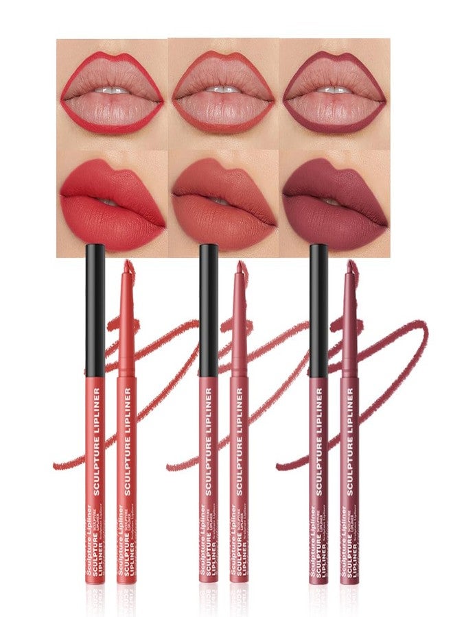 Houksouml Matte Lip Liner Pencil Set 3 Pack, Long-Lasting Waterproof Lip Liners, Smudge-Proof and High Pigment Lip Liner Kit, Smooth Application for Defining & Shaping Lips, Non-Fading Matte Finish-3# - Image 1