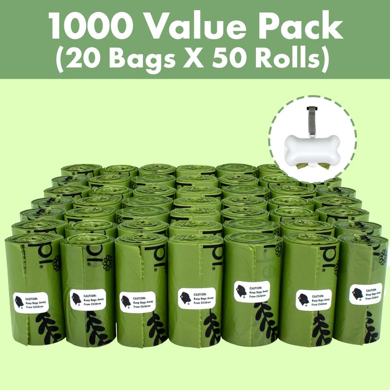 GORILLA SUPPLY Dog Poop Waste Bags with Dispenser and Leash Tie, 9" x 13", Green, 1000 Count - Image 2