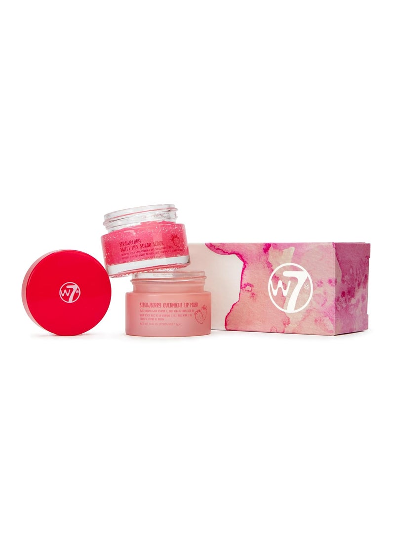 W7 W7 Sweet Dreams Lip Scrub  Overnight Lip Mask Duo  2 Piece Gift Set  Strawberry Flavour  Exfoliate Condition Soothe  Hydrate 