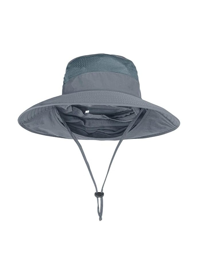 Generic Sun Hats for Men Women Fishing Hat UPF 50+ Breathable Wide Brim Bucket Hats Summer UV Protection Safari Hat with Neck Flap  - Image 2