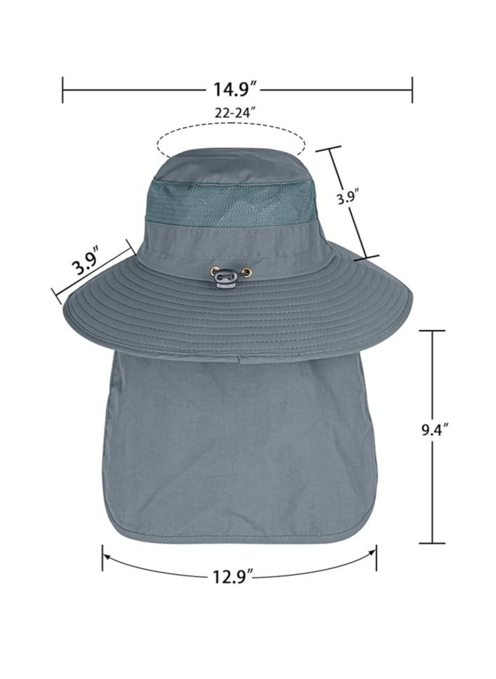 Generic Sun Hats for Men Women Fishing Hat UPF 50+ Breathable Wide Brim Bucket Hats Summer UV Protection Safari Hat with Neck Flap  - Image 4