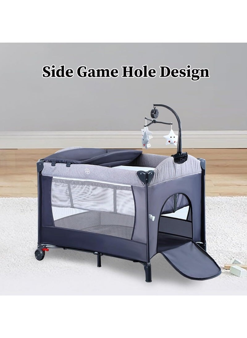 Piccasio 5 in 1 Baby Bassinet Infant & Toddler Travel Beds, Portable Baby Cradle with Diaper Changing Table, Lightweight Crib Packable and Easy Setup Baby Playard, Breathable Mesh Sides  - Image 3