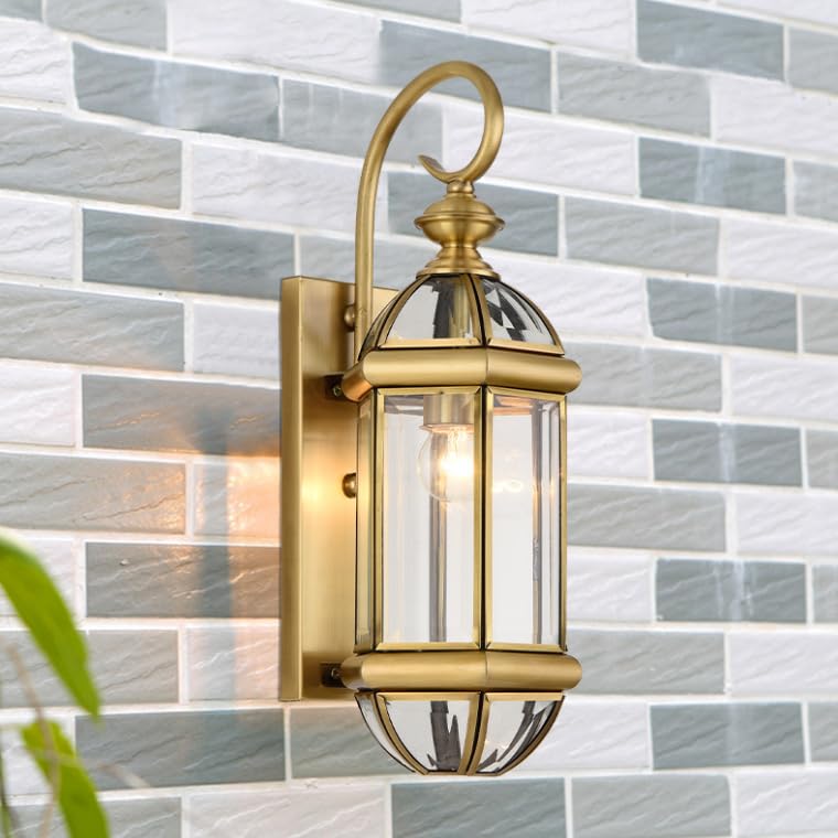 CITRA CITRA Outdoor Wall Light Fixture Brass Gold Exterior Waterproof Light Mount With Glass Shade - Warm White  - Image 4