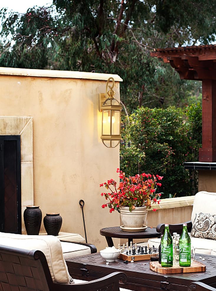 CITRA CITRA Outdoor Wall Light Fixture Brass Gold Exterior Waterproof Light Mount With Glass Shade - Warm White  - Image 3
