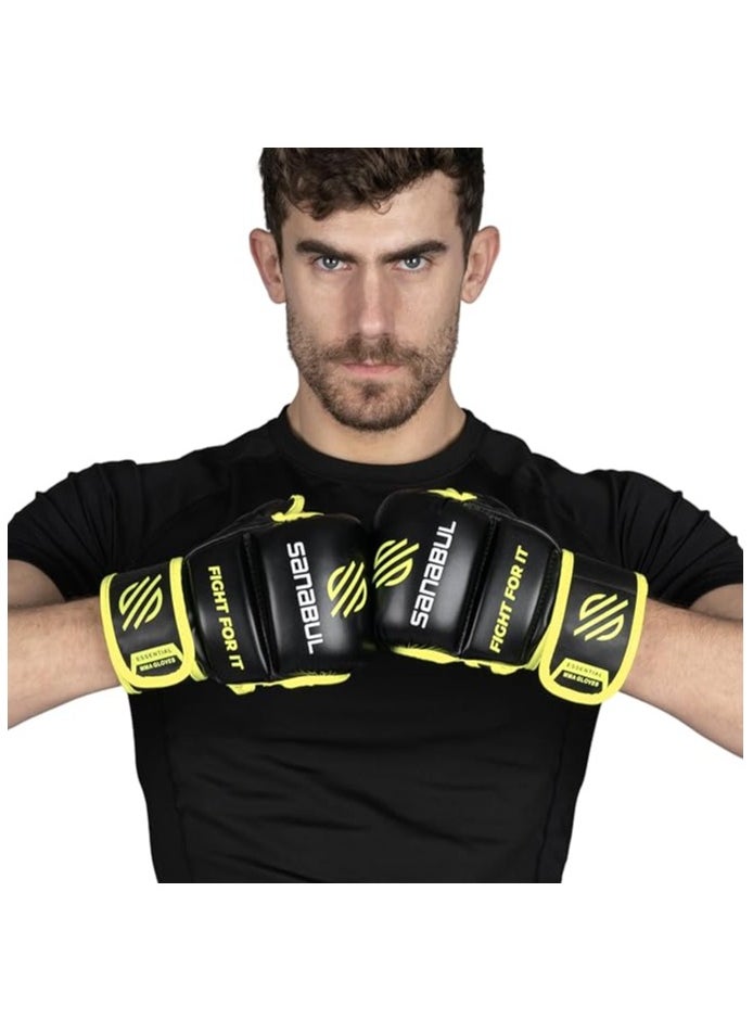Sanabul  Essential MMA Gloves – 7 oz Black/Green (Large/X-Large) | Hybrid Sparring & Training Gloves for Men & Women | Kickboxing & Grappling Martial Arts Gloves  - Image 5