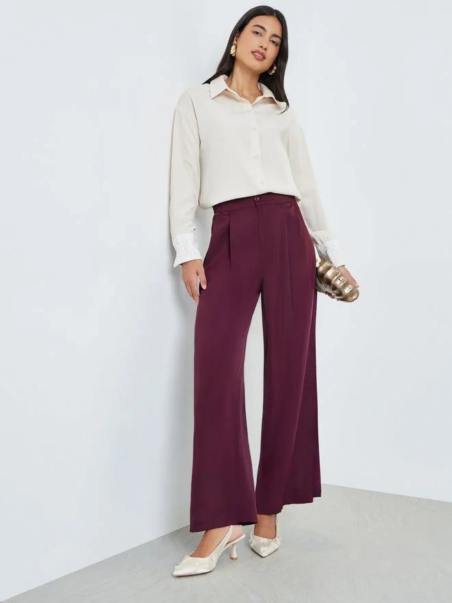 ستايلي Styli Cream Long Sleeve Shirt with Lace Cuff