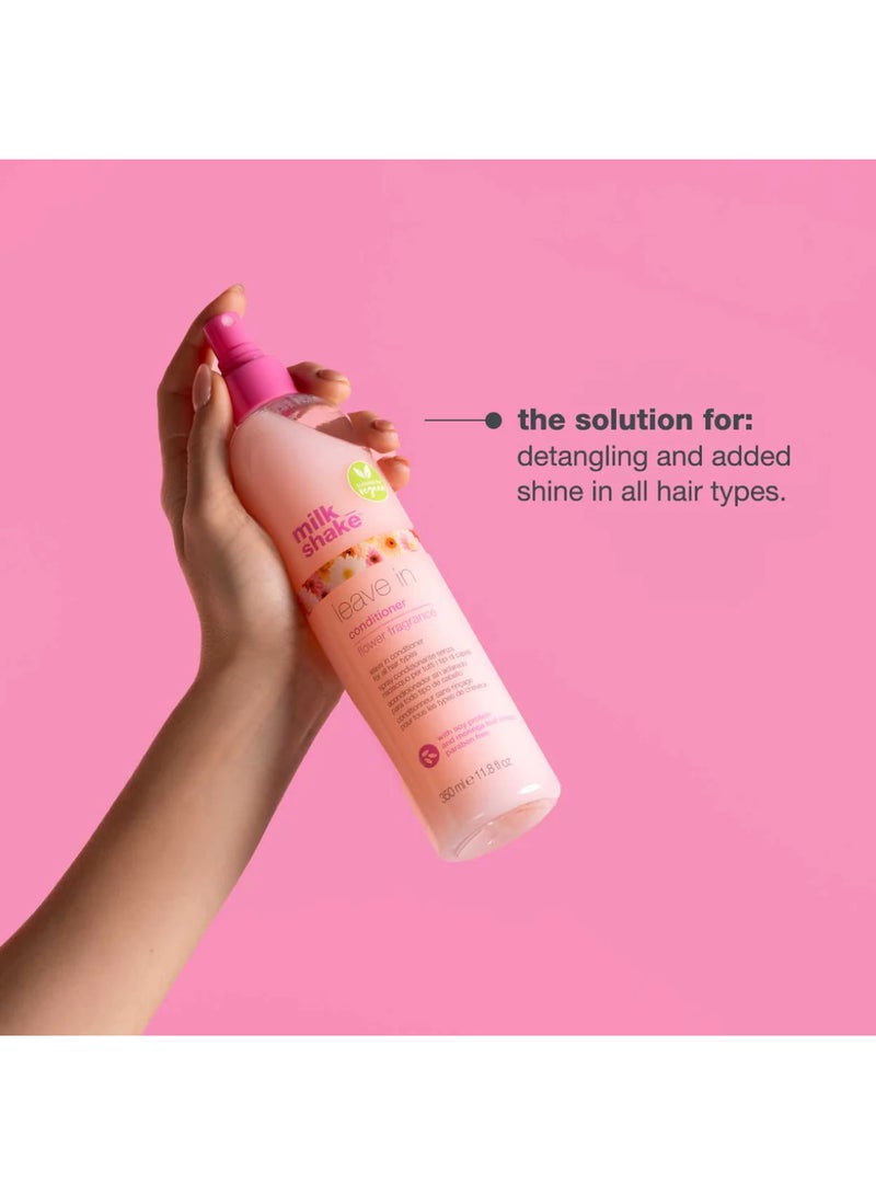 Milk Shake بخاخ بلسم غير مغسول بالزهور - بلسم نباتي لفك التشابك وترطيب الشعر مع حمض الهيالورونيك، بروتينات الصويا، مستخلص المورينغا وIntegrity 41 لشعر ناعم ولامع ومعالج بالألوان، 350 مل - Image 3