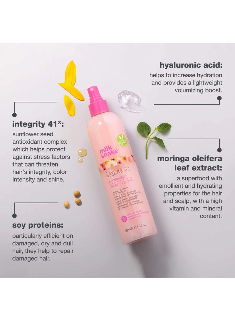 Milk Shake بخاخ بلسم غير مغسول بالزهور - بلسم نباتي لفك التشابك وترطيب الشعر مع حمض الهيالورونيك، بروتينات الصويا، مستخلص المورينغا وIntegrity 41 لشعر ناعم ولامع ومعالج بالألوان، 350 مل - Image 5