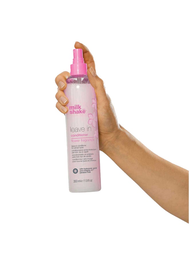 Milk Shake بخاخ بلسم غير مغسول بالزهور - بلسم نباتي لفك التشابك وترطيب الشعر مع حمض الهيالورونيك، بروتينات الصويا، مستخلص المورينغا وIntegrity 41 لشعر ناعم ولامع ومعالج بالألوان، 350 مل - Image 2