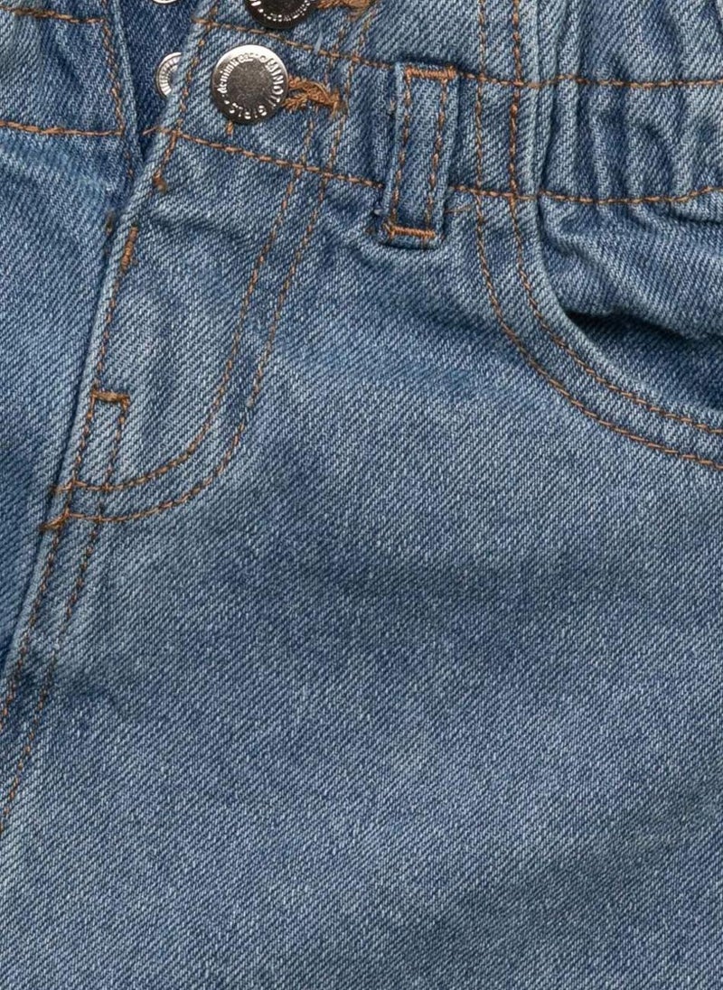 MINOTI Girls Denim Skirt with Elastic Waist and Front Buttons  - Image 3