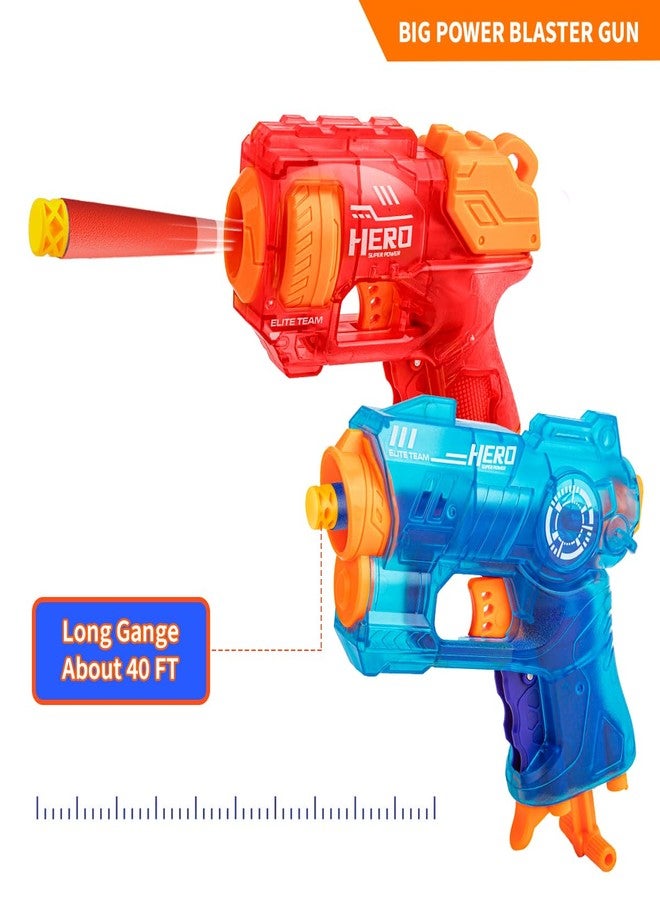 Banvih 2 Pack Mini Blaster Guns for Nerf, Small Toys Pistols for Kids Toddlers Boys Ages 3-5 5-7 8-12 Year Olds Birthday Gifts - 20 Refill Foam Darts and 2 Wristbands - Image 2