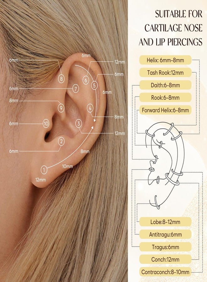 Poxtex 10mm Huggie Hoop Earrings Set for Women Men Trendy - Gold Plated Stack Cartilage Earring Multiple Piercing Lightweight Mini Thin Cute Dainty Clip On Jewelry Gifts for Women - Image 5