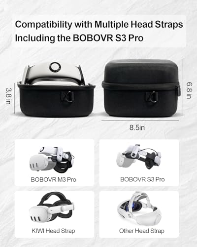 Nargos Carrying Case for Meta Quest 3/ 3S, Travel Bag Compatible with BOBOVR S3 Pro/ E3 Pro/ KIWI Design Head Strap, Controllers and Other Accessories, Hard Shell Case for Oculus Quest 3/ 3S (Black，XL) - Image 3