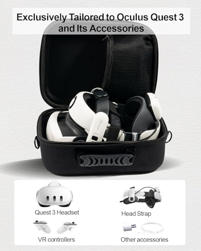 Nargos Carrying Case for Meta Quest 3/ 3S, Travel Bag Compatible with BOBOVR S3 Pro/ E3 Pro/ KIWI Design Head Strap, Controllers and Other Accessories, Hard Shell Case for Oculus Quest 3/ 3S (Black，XL) - Image 4