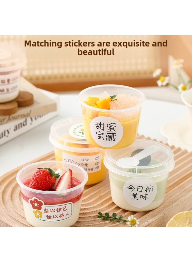 Double Skin Milk Special Cup Cream Ice Cream Bowl Pudding Cup Mousse Jelly Yogurt Packing Box With Lid Commercial Cup-Specifications:220ml Round Pudding Cup 10-Color:Figure  - Image 5