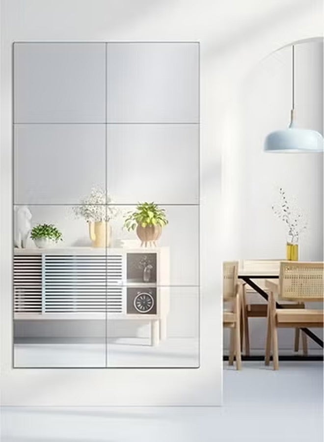 تايمي مرآة حائط كاملة الطول، مرآة حائط كاملة الطول، بلاط مثبت على الحائط، 8 قطع، 30x30 سم، مرايا مكياج طويلة لغرفة النوم، صالة الألعاب الرياضية المنزلية، الباب (زجاج - بدون إطار - 8 قطع) - Image 2