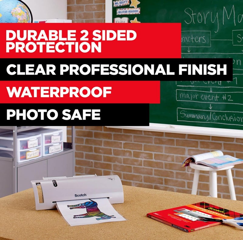 سكوتش أكياس تغليف حراري، ١٠٠ ورقة تغليف، ٣ مل، ٨٫٩ × ١١٫٤ بوصة، لوازم تعليمية وحرفية، للاستخدام مع آلات التغليف الحراري، أوراق بحجم الحروف (TP3854-100) - Image 2