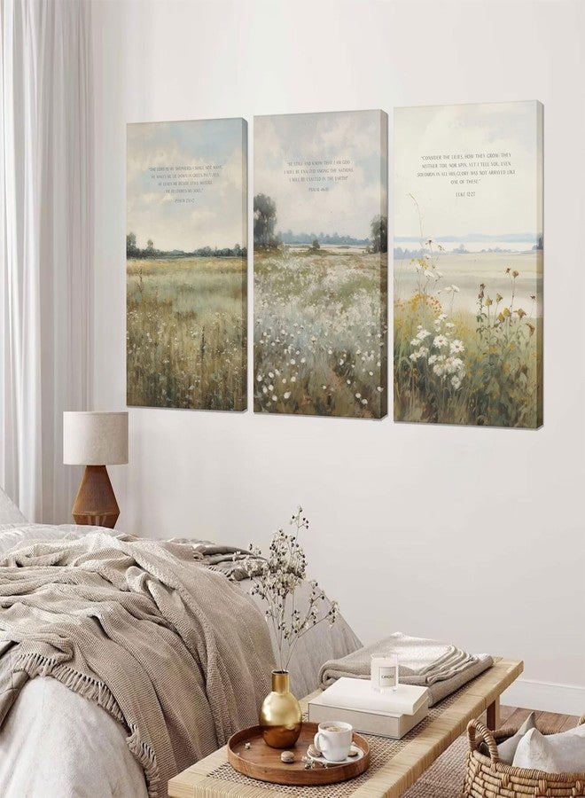 EVPYXFUT ثلاث قطع من اللوحات الجدارية المسيحية، لوحات قماشية لآيات من الكتاب المقدس، ديكور جداري عصري، مطبوعات زهرية، صور دينية، لوحات عتيقة، ملصقات، صور إيمان يسوع لغرفة المعيشة وغرفة النوم، مؤطرة - Image 5