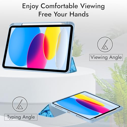 Robustrion Cover for iPad 11th (A16) / 10th Generation Cover Case (2025/2022) [Pencil Holder] (Right Side) [Auto Sleep Wake], Trifold Flip Stand Case for iPad 10th Gen /11th Gen - Ocean Blue - Image 4