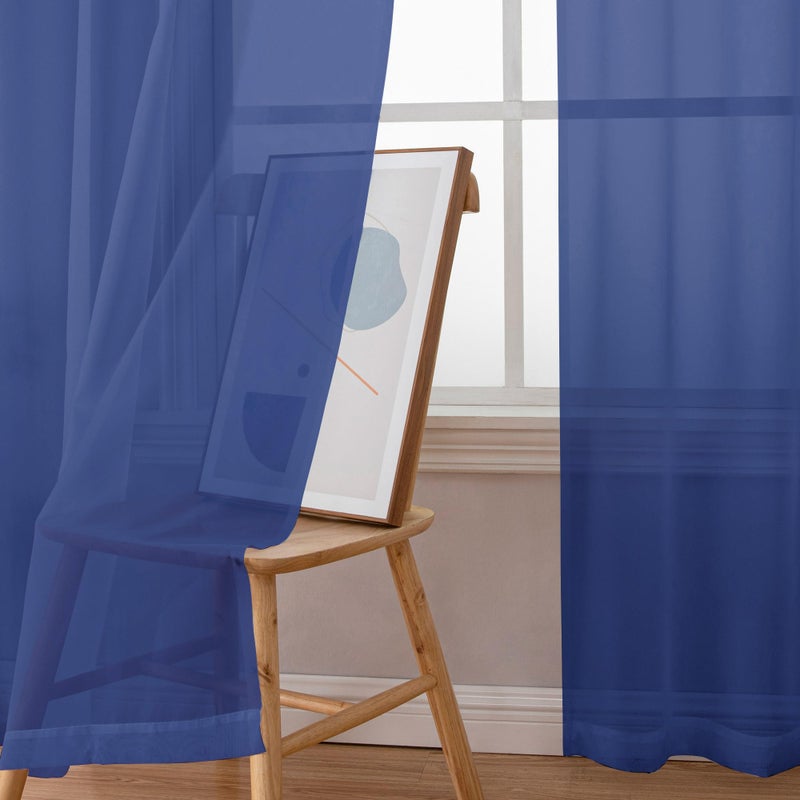 Chyhomenyc Royal Blue Sheer Curtains 96 inches Long 2 Panels  Light Filtering Soft Airy Solid Elegant Voile Window Treatment Drapes for Bedroom Living Room Wedding Party Decor  42 Wx96 L  8FT L - Image 3