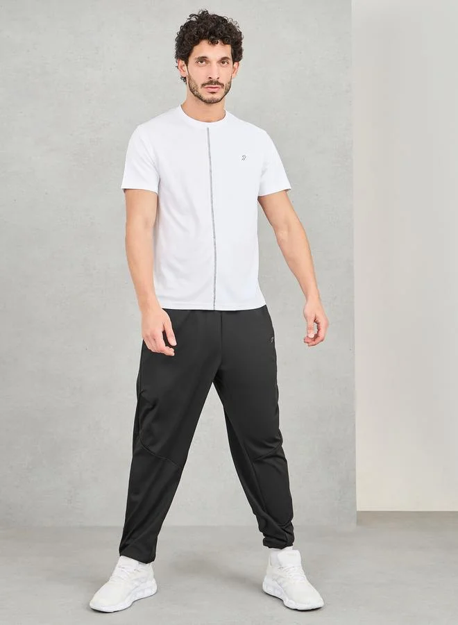 ستايلي اكتيف تيشيرت جري نصف سحاب ماص للرطوبة بنسيج مزخرف