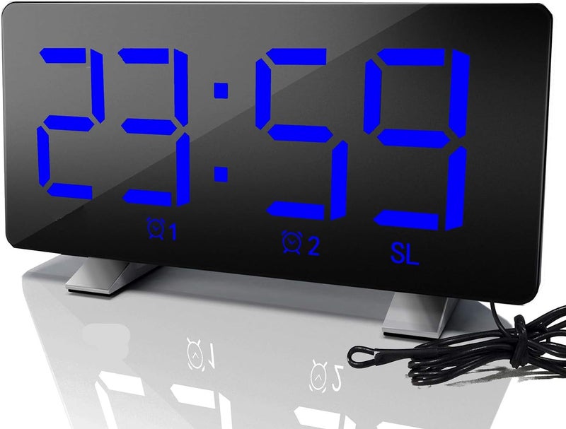 ThreeH Digital Alarm Clock with Radio (76.0MHZ-108.0MHZ) 2 Alarm Setting USB Port for Charging 4 Adjustable Brightness Snooze Digital Clock for Kids Adults Blue - Image 1