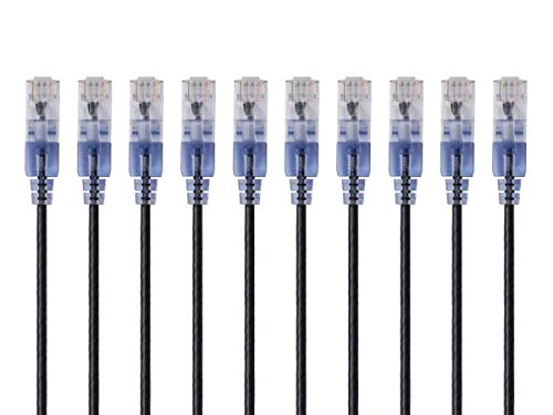 Monoprice Cat6A Ethernet Patch Cable Snagless RJ45 550Mhz 10G UTP Pure Bare Copper Wire 30AWG 10Pack 14 Feet Blue SlimRun Series - Image 3