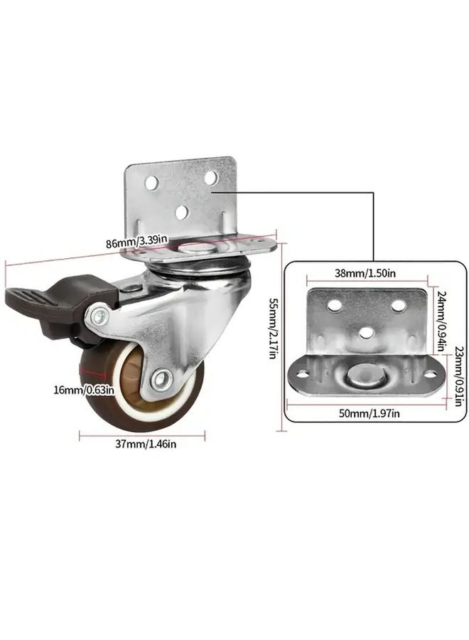 Heavy Duty Metal Swivel Caster Wheels 4pcs 1 46in Diameter Universal Locking Brake System - Image 4
