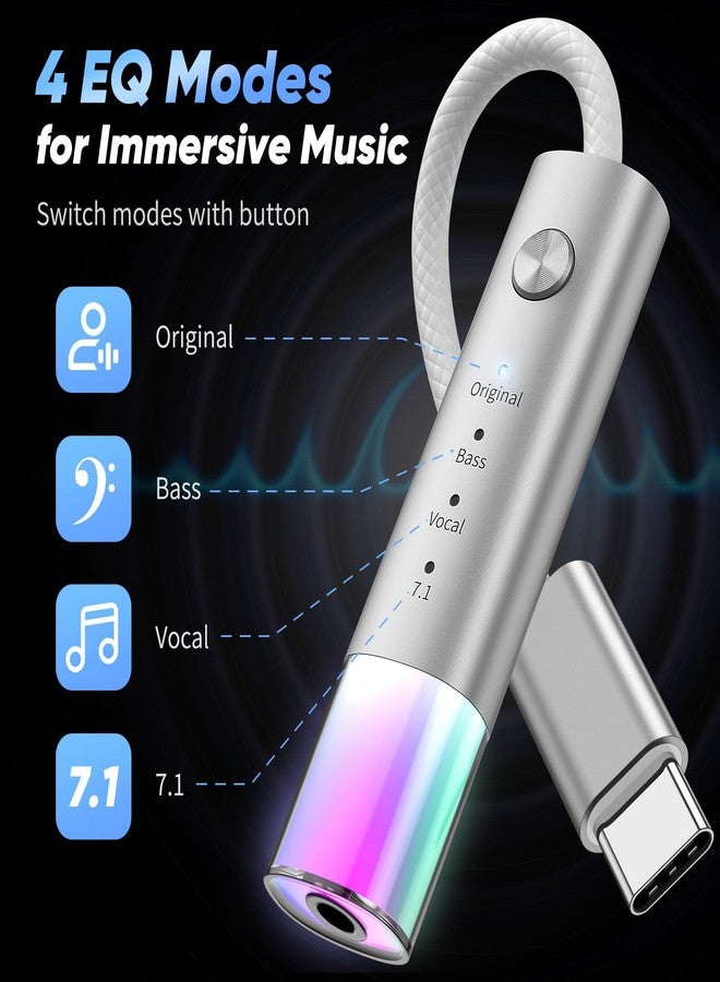 iMangoo USB C to 3.5mm Audio Headphones Adapter Plug and Play HiFi DAC Type C Amplifier Dongle with Bass Vocal 7.1 Surround Music Sound to 3.5 mm Aux Jack USBC Connector for Apple iPhone 17 16 Android - Image 3