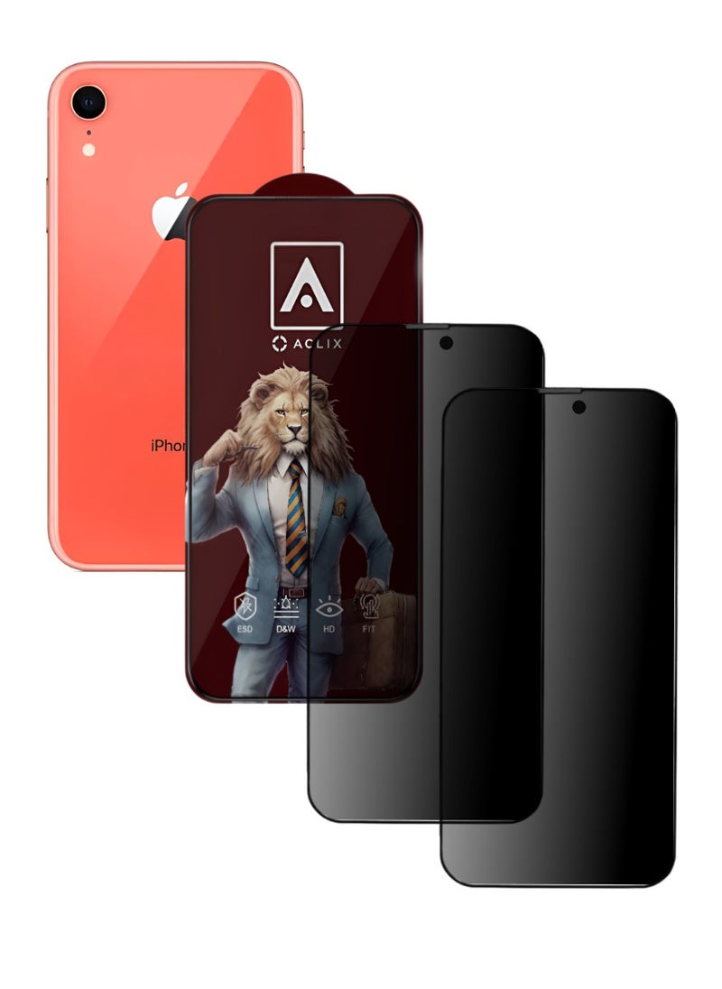ACLIX 2 Pieces Antistatic ESD Dustproof Premium Quality High Definition Anti-Spy Privacy Tempered Glass Screen Protector Designed For  iPhone XR - Image 1