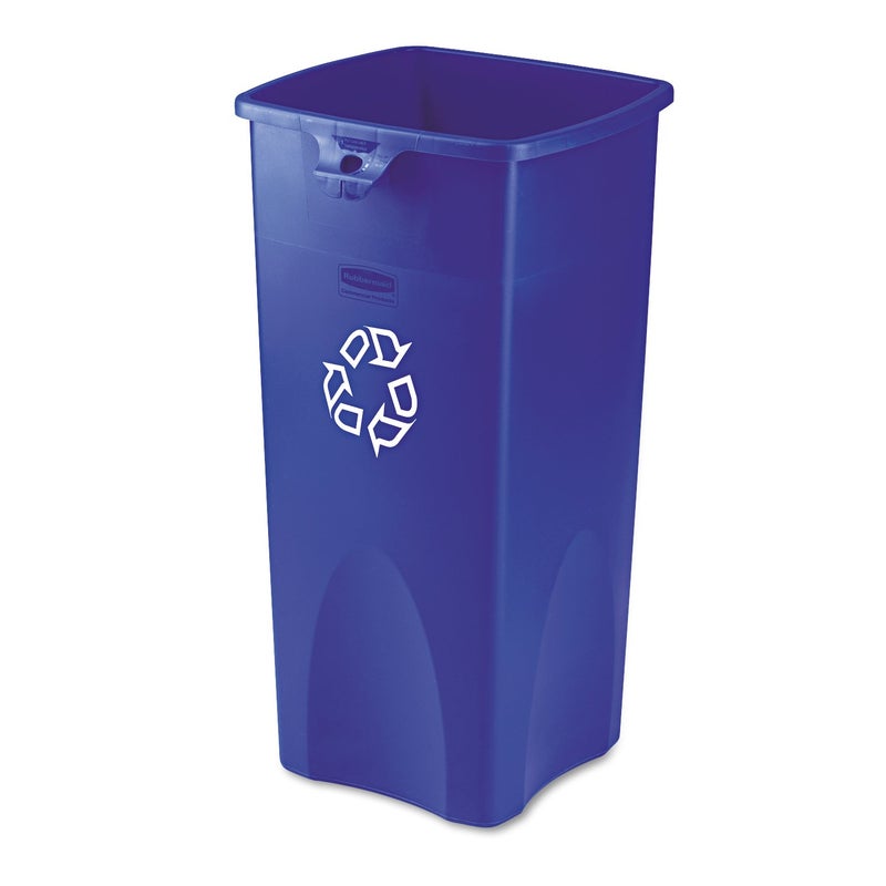 Rubbermaid Commercial Products Untouchable 23 Gal Vented Square Recycling Container Blue for OfficesMailroomsClassroomsAreas of High Waste Generation