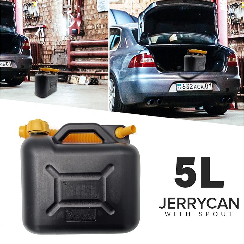 schone 5L Plastic Jerry Can with Spout – Black Colour – Efficient Fuel Transportation – Emergency Backup for Vehicles - Image 2